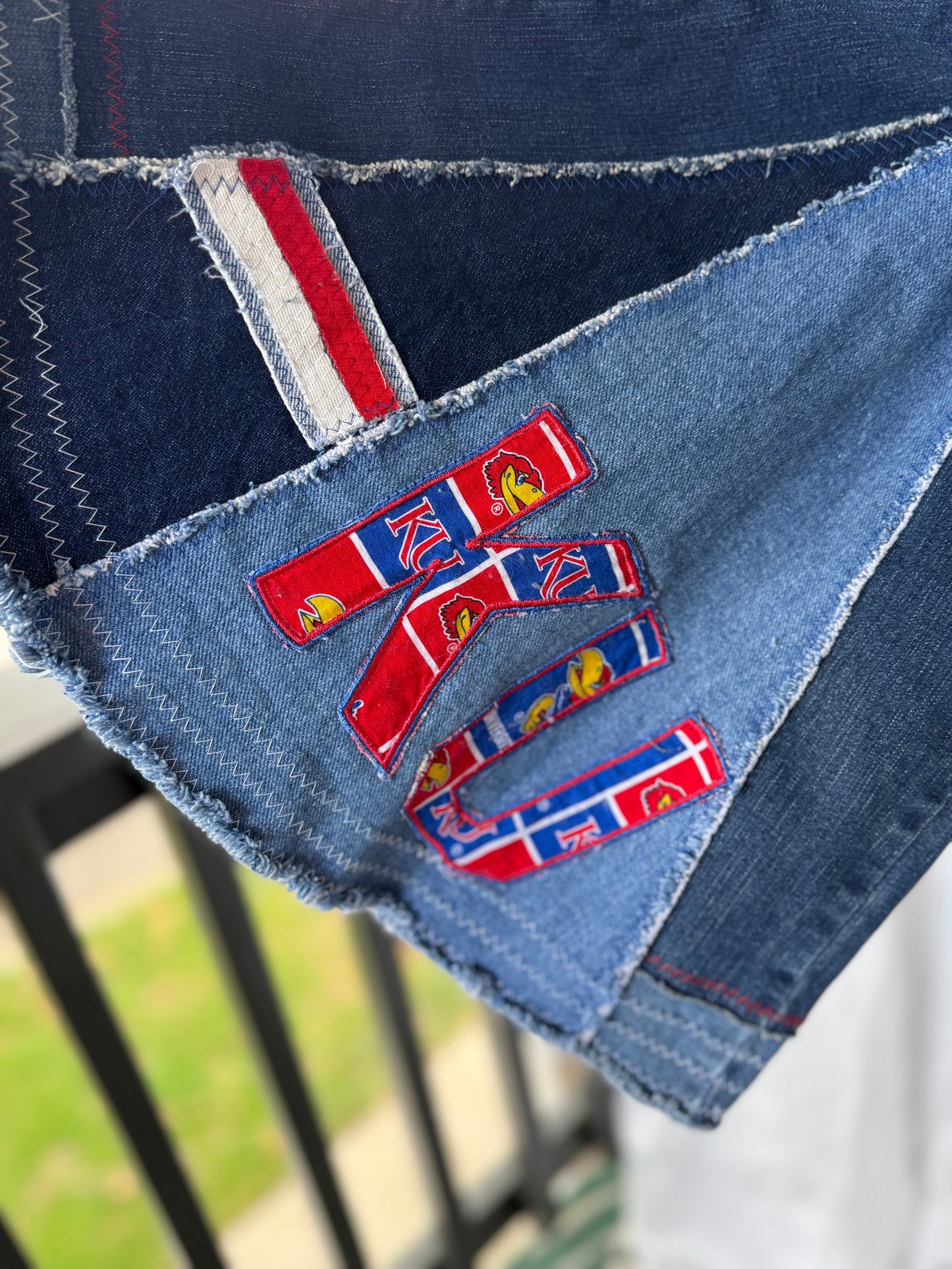 KU Jayhawks Bell Bottom Jeans (size 8) – Upcycled Retro Flare