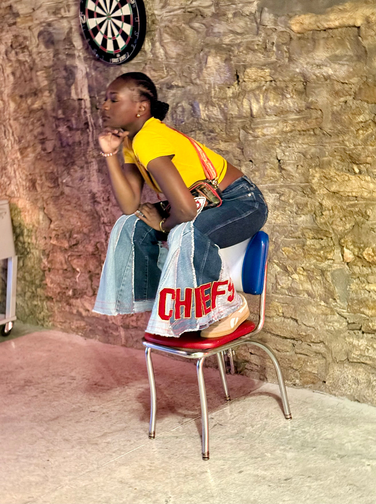 Size 0 - Kansas City Chiefs Upcycled Denim