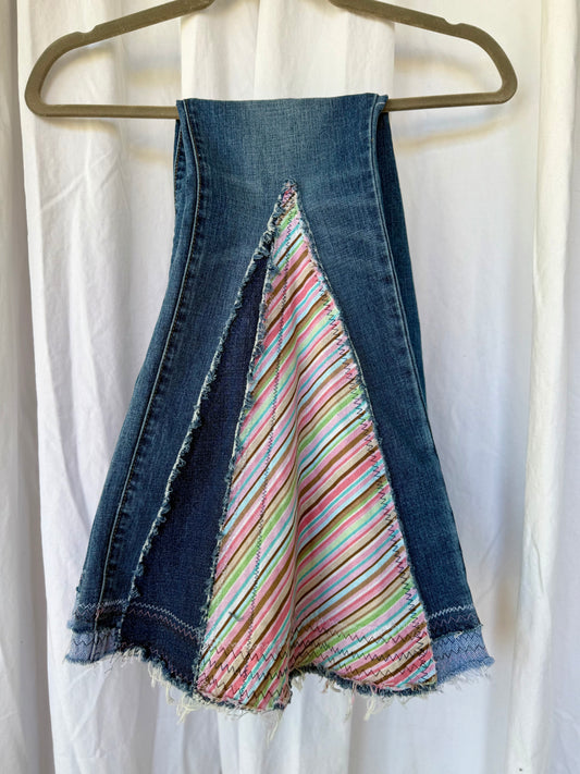 Diagonal Pink Striped Upcycled Bell  Bottoms (size 6)