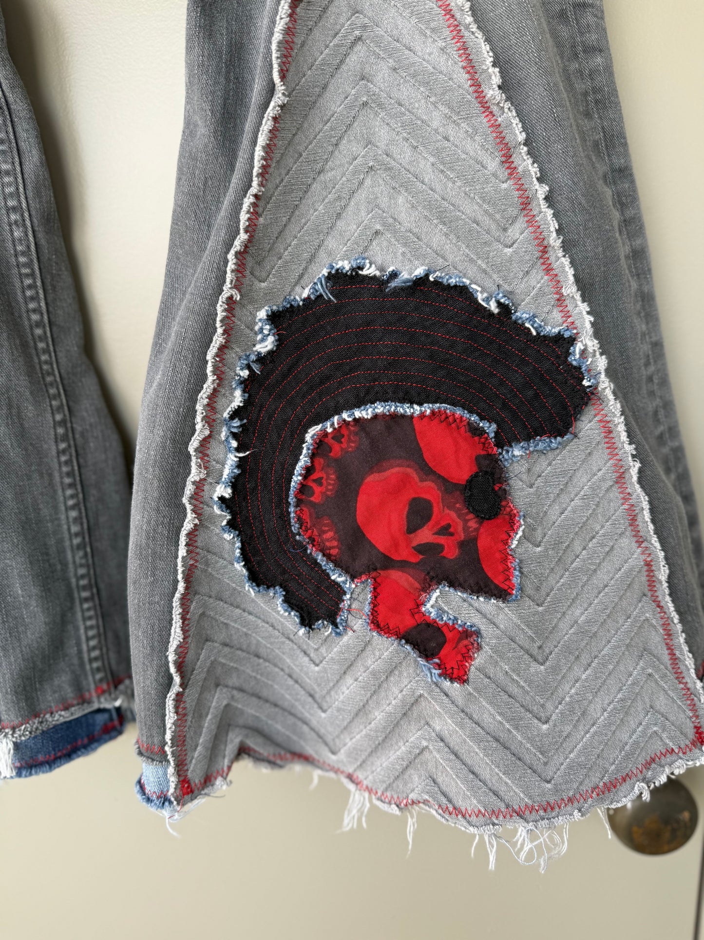 Punk Rock Skull upcycled Bell Bottoms (Levi’s 34x32)
