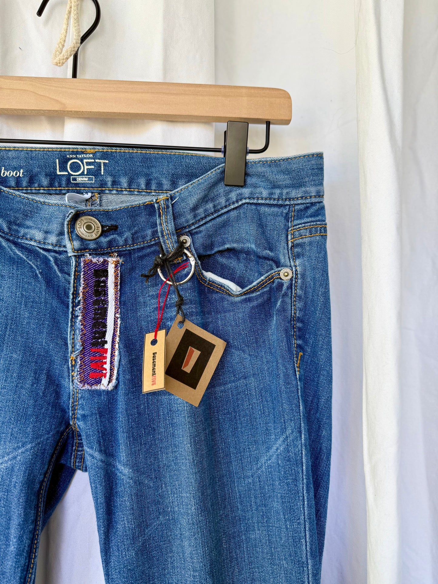 Purple Stripe & Velvet Flower Bell Bottom Jeans (size 4)