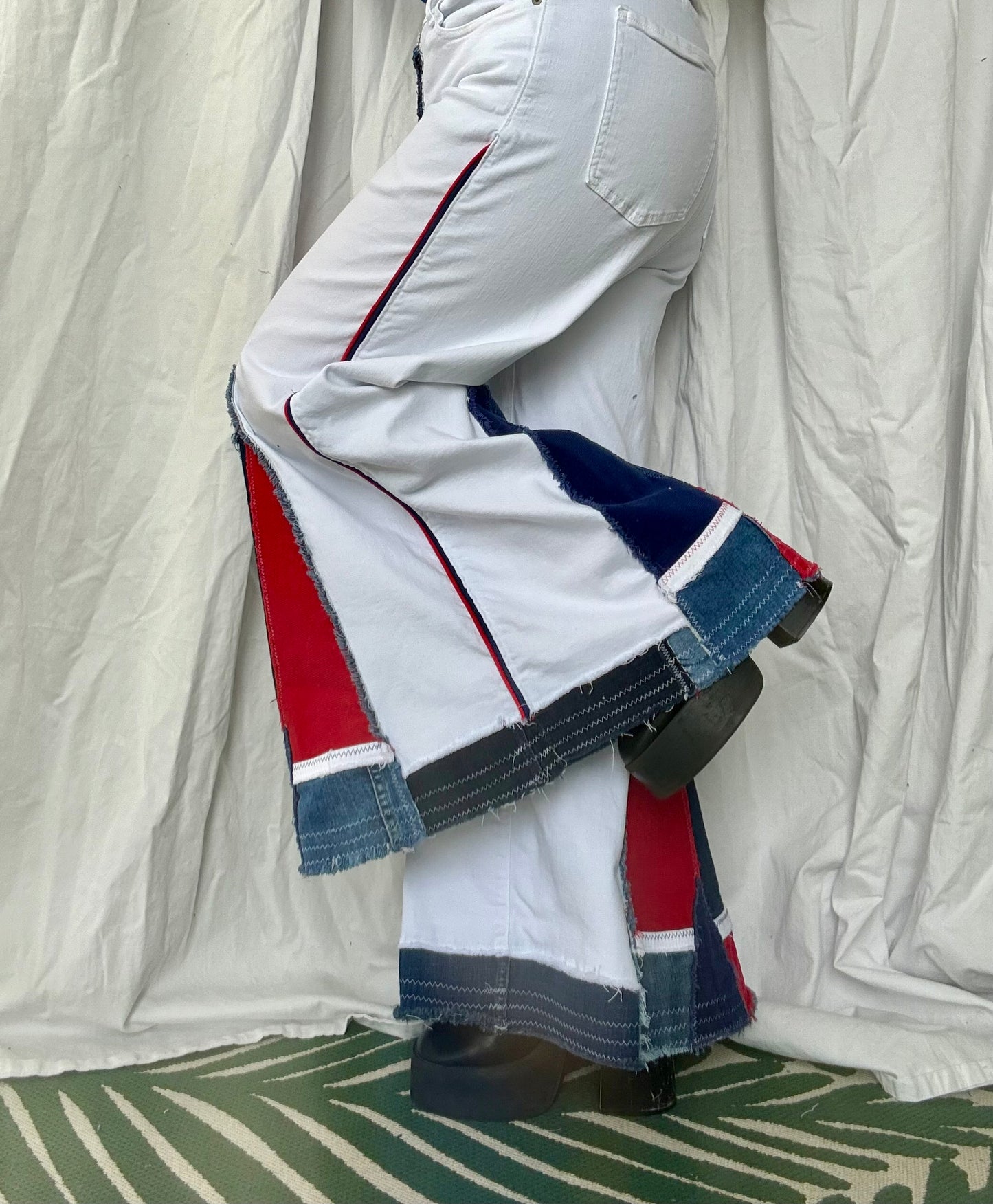 Upcycled “Wildcat Pride” Bell Bottom Jeans (size 16)