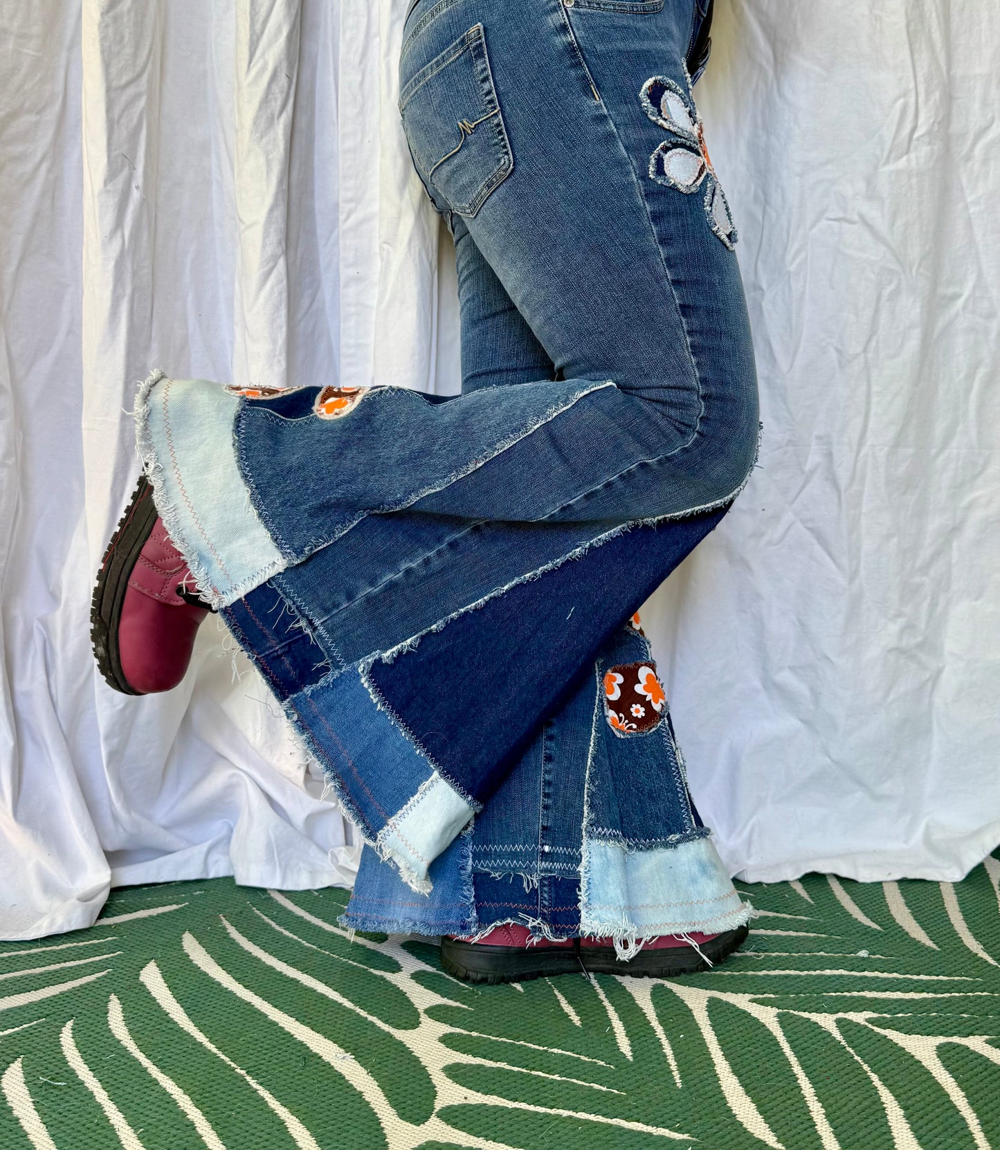 Retro Patchwork Flower Bell Bottoms