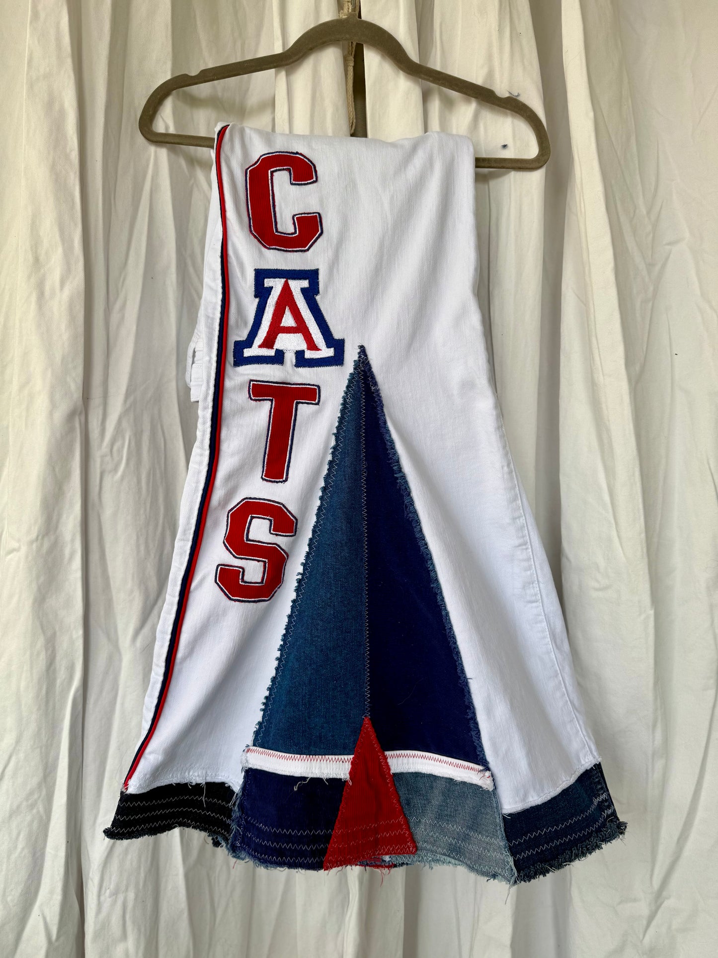 Upcycled “Wildcat Pride” Bell Bottom Jeans (size 16)