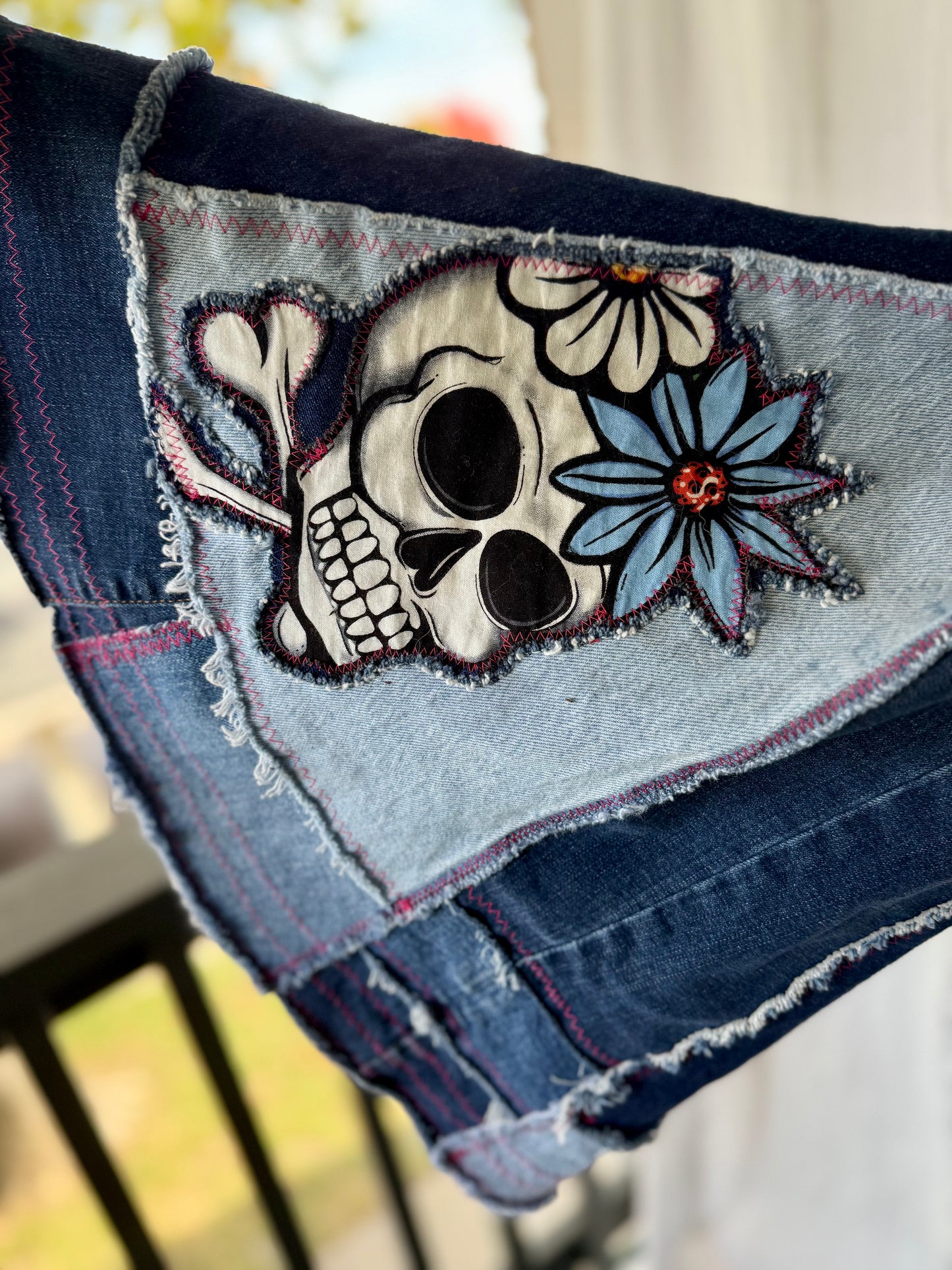Sugar Skull Star Bell Bottom Jeans (size 8)