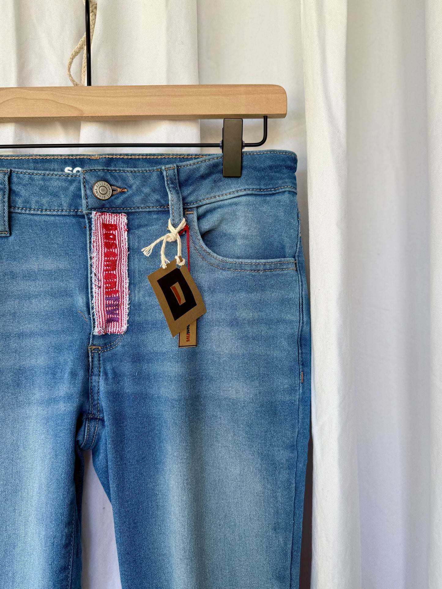 Pink & Denim Floral Bell Bottom Jeans – Size 2