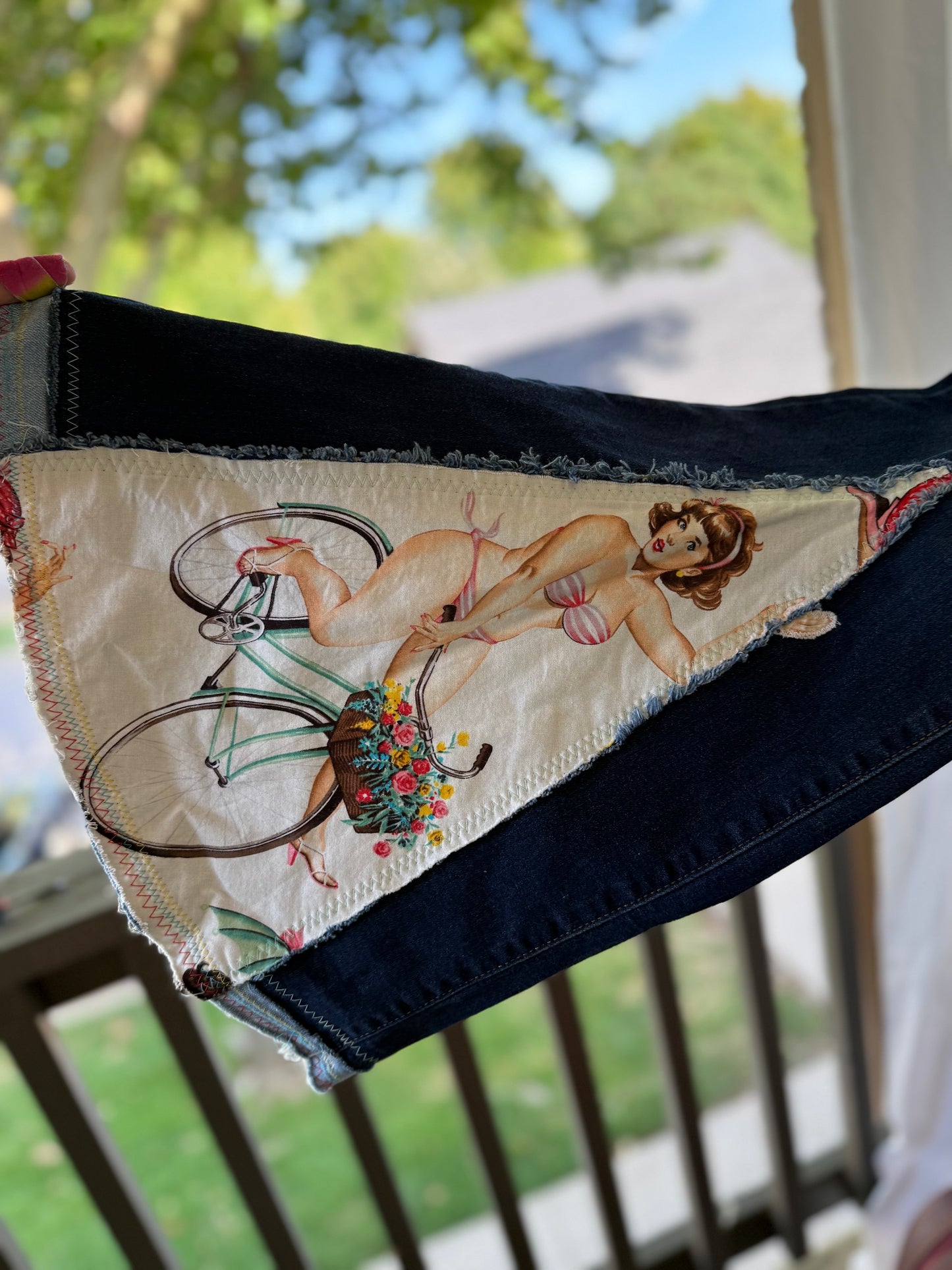 Vintage Pin-Up Bell Bottom Jeans – Upcycled (size 14)