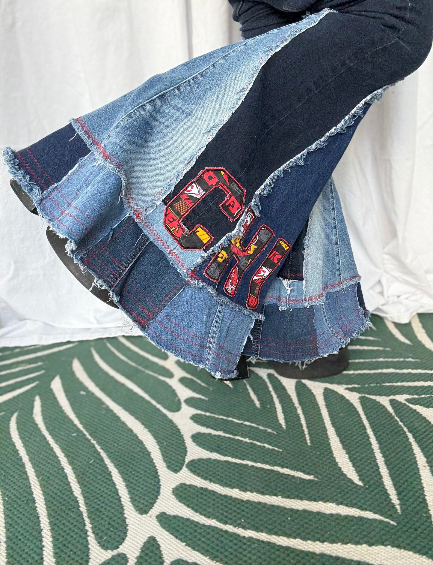 Kansas City Chiefs Bell Bottom Jeans (size 2) – Game Day Statement Pants