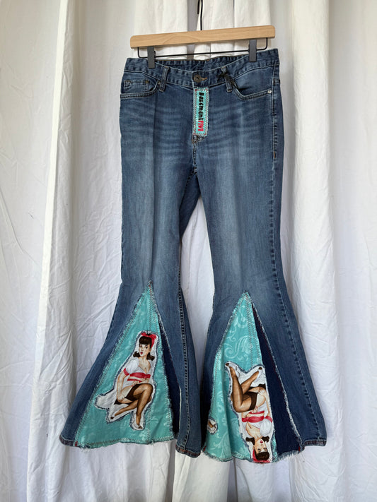 Pin-Up Bell Bottom Jeans (size 10) – Retro Glam Statement Pants