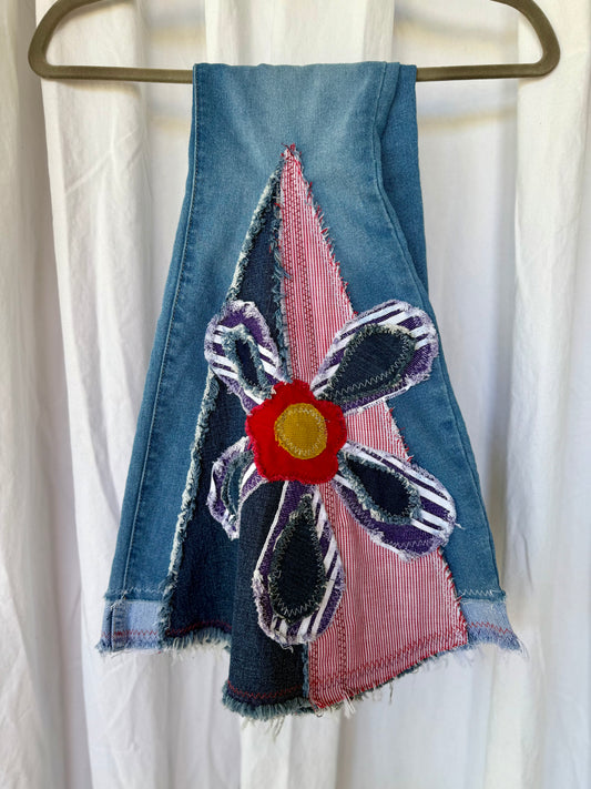 Pink & Denim Floral Bell Bottom Jeans – Size 2