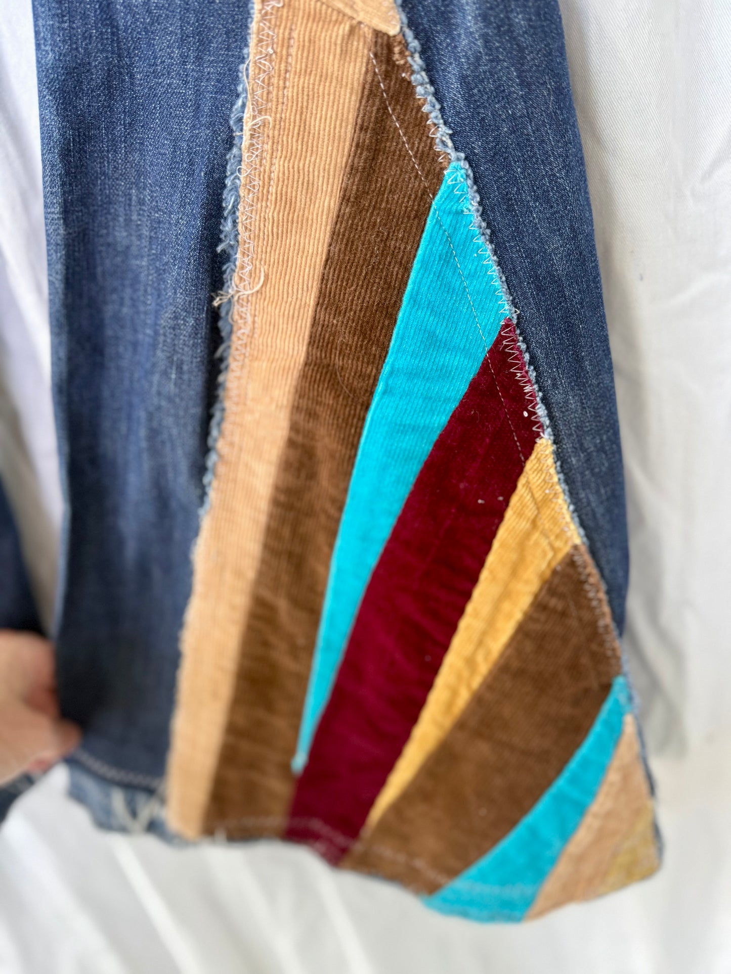 Patchwork Corduroy Bell Bottoms - Size 2 (26x29)