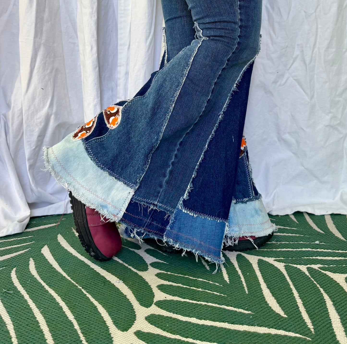 Retro Patchwork Flower Bell Bottoms