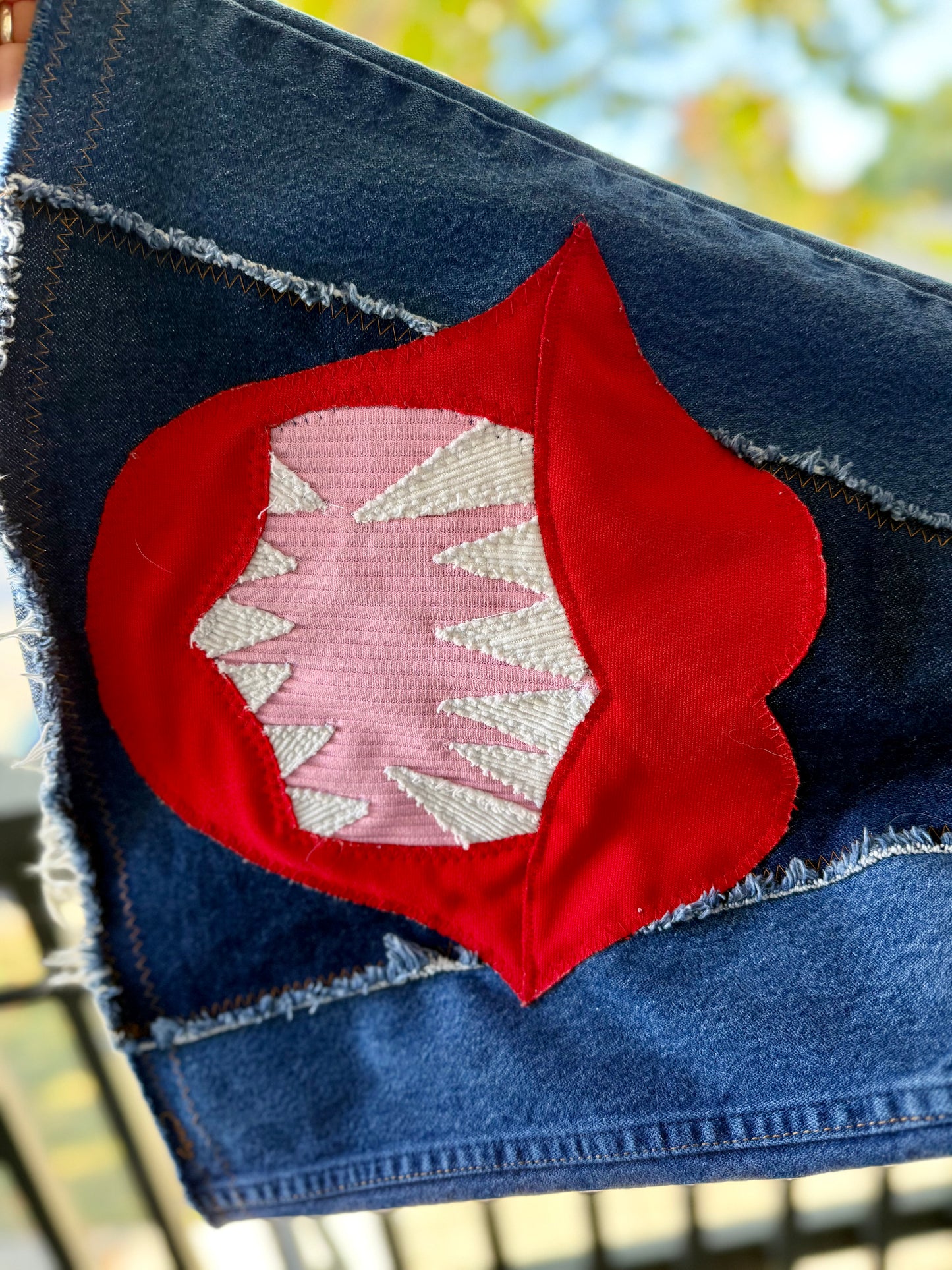 🩸 “Bite Me” Upcycled Denim Bell Bottoms – Size 11