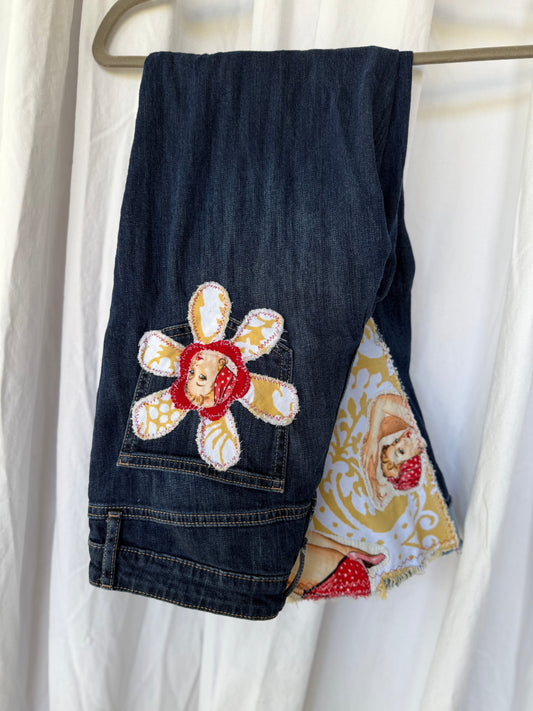Retro Pin-Up Bell Bottom Jeans (size 2)