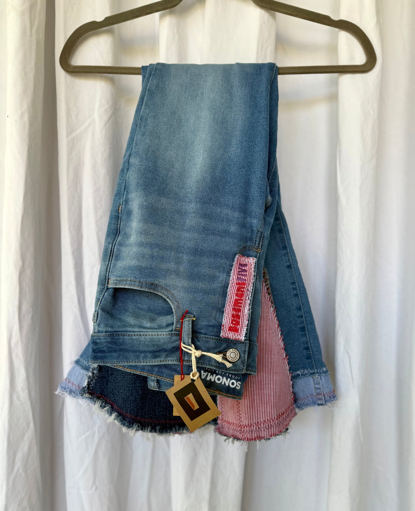 Pink & Denim Floral Bell Bottom Jeans – Size 2