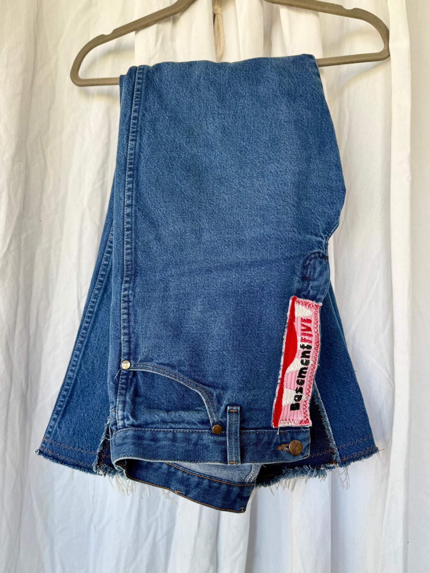 🩸 “Bite Me” Upcycled Denim Bell Bottoms – Size 11