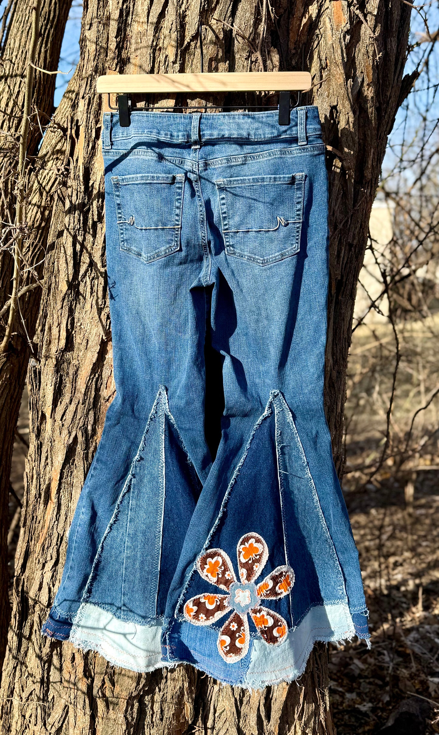 Retro Patchwork Flower Bell Bottoms