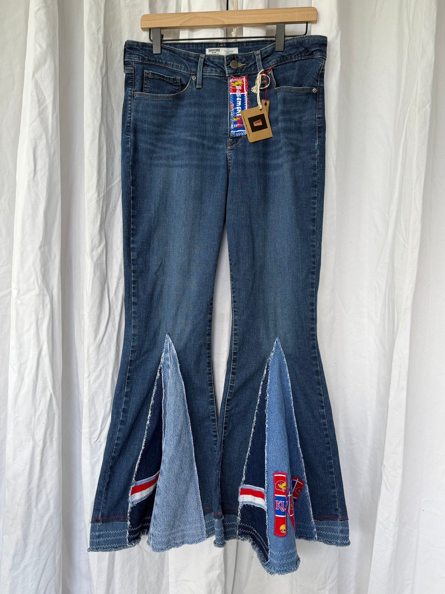 KU Jayhawks Bell Bottom Jeans (size 8) – Upcycled Retro Flare