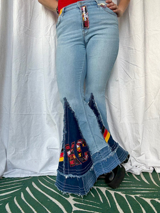 Chiefs Bell Bottom Jeans (size 12) – Light Wash Handmade Flare