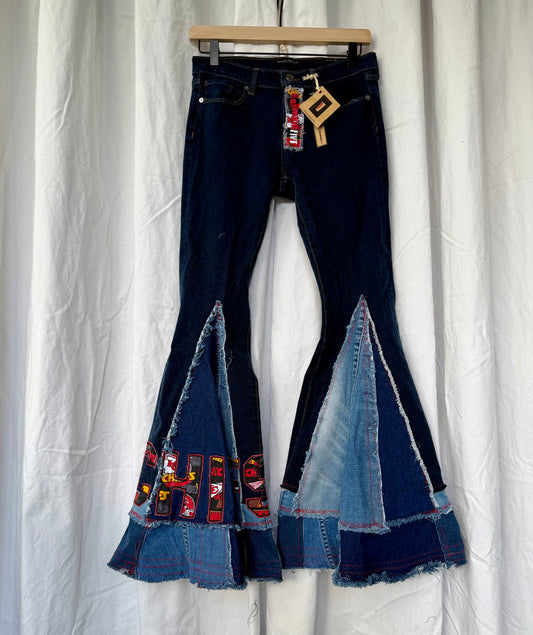 Kansas City Chiefs Bell Bottom Jeans (size 2) – Game Day Statement Pants