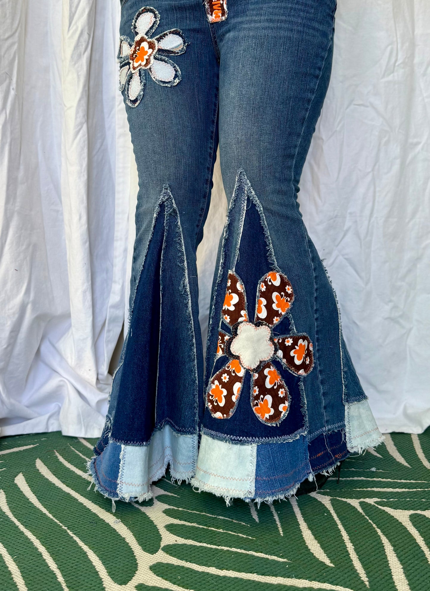 Retro Patchwork Flower Bell Bottoms