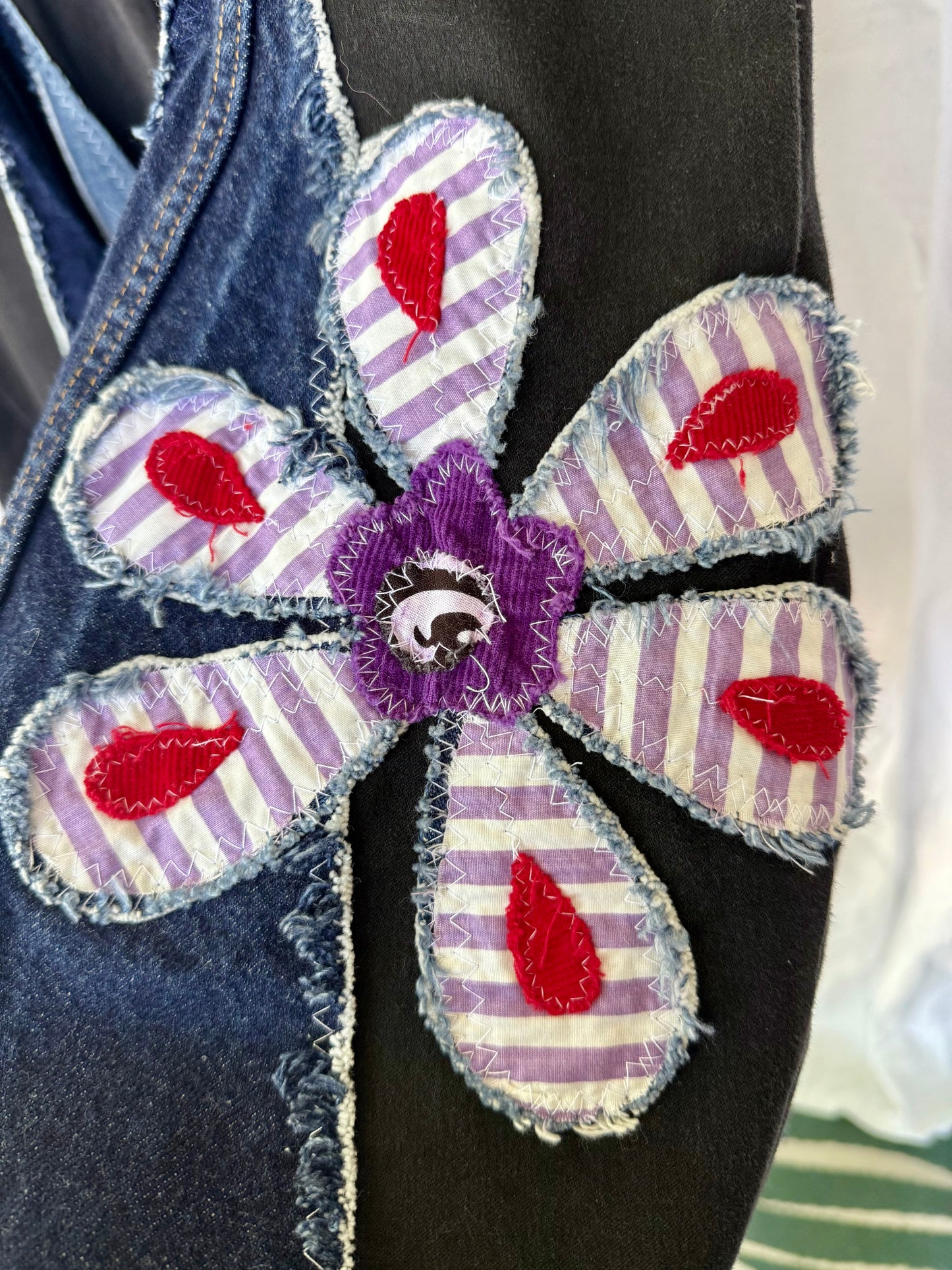 Midnight Bloom Upcycled Bell Bottoms (Size 18)