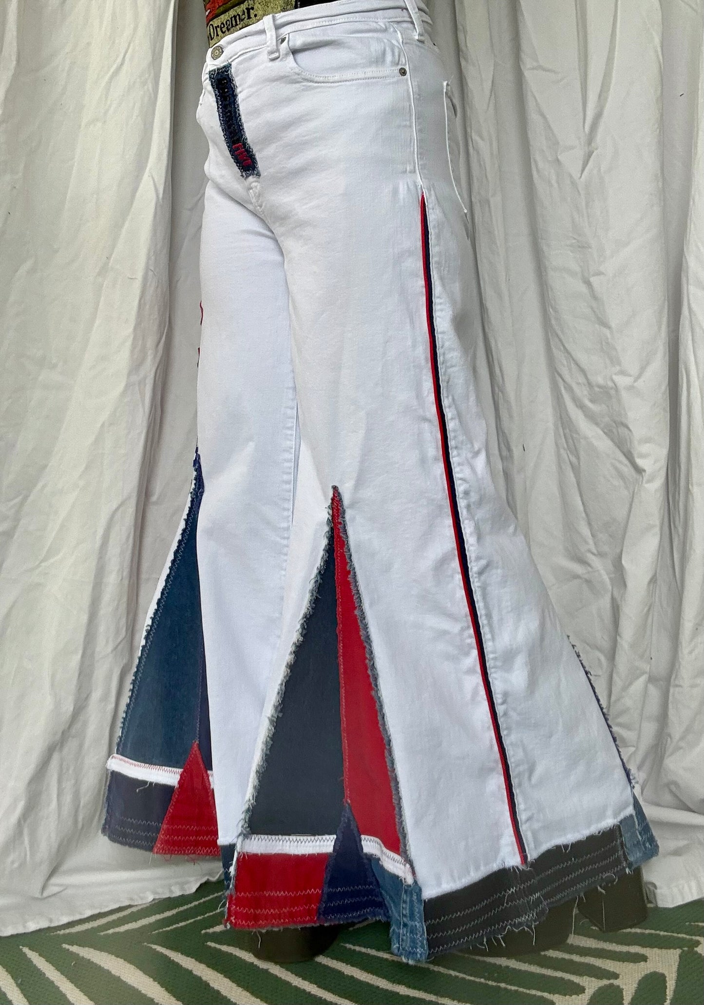 Upcycled “Wildcat Pride” Bell Bottom Jeans (size 16)