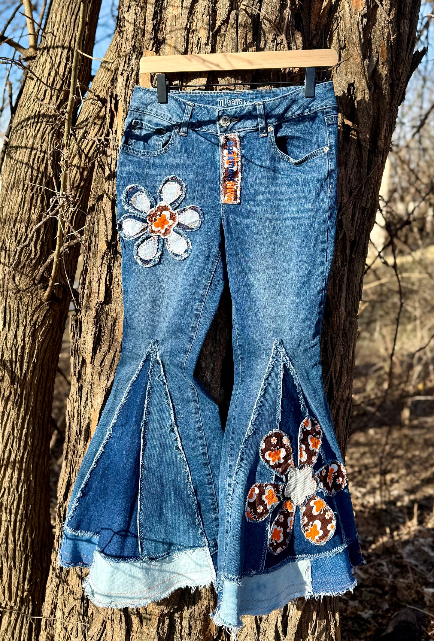 Retro Patchwork Flower Bell Bottoms
