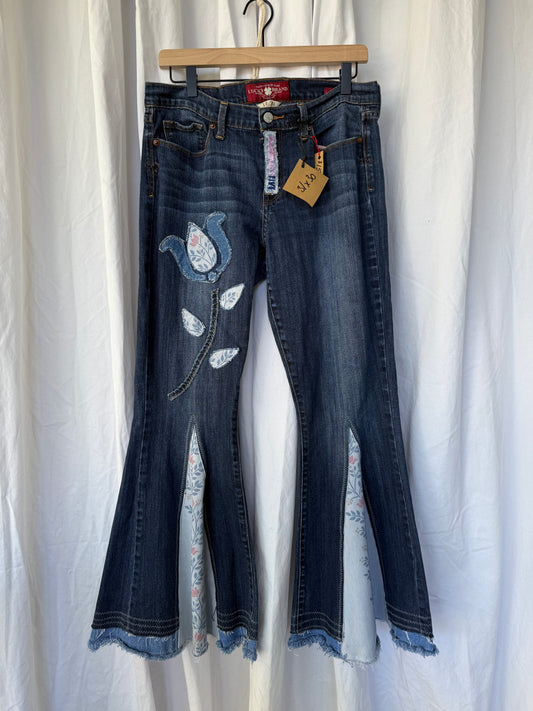 Floral Bell Bottom Jeans (size 12) – Romantic Vintage Style