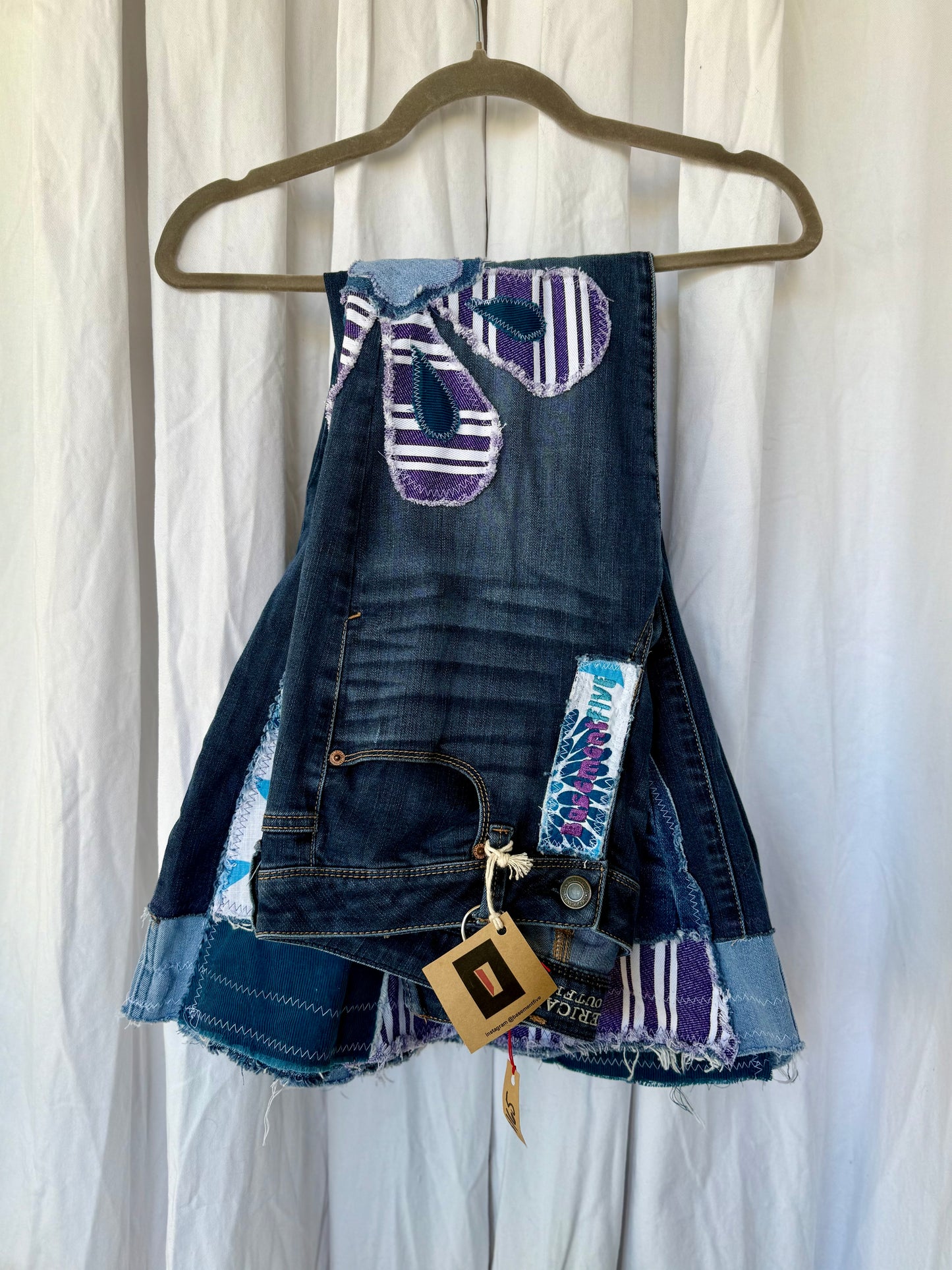 Blue Floral & Striped Retro Patchwork (size 8)