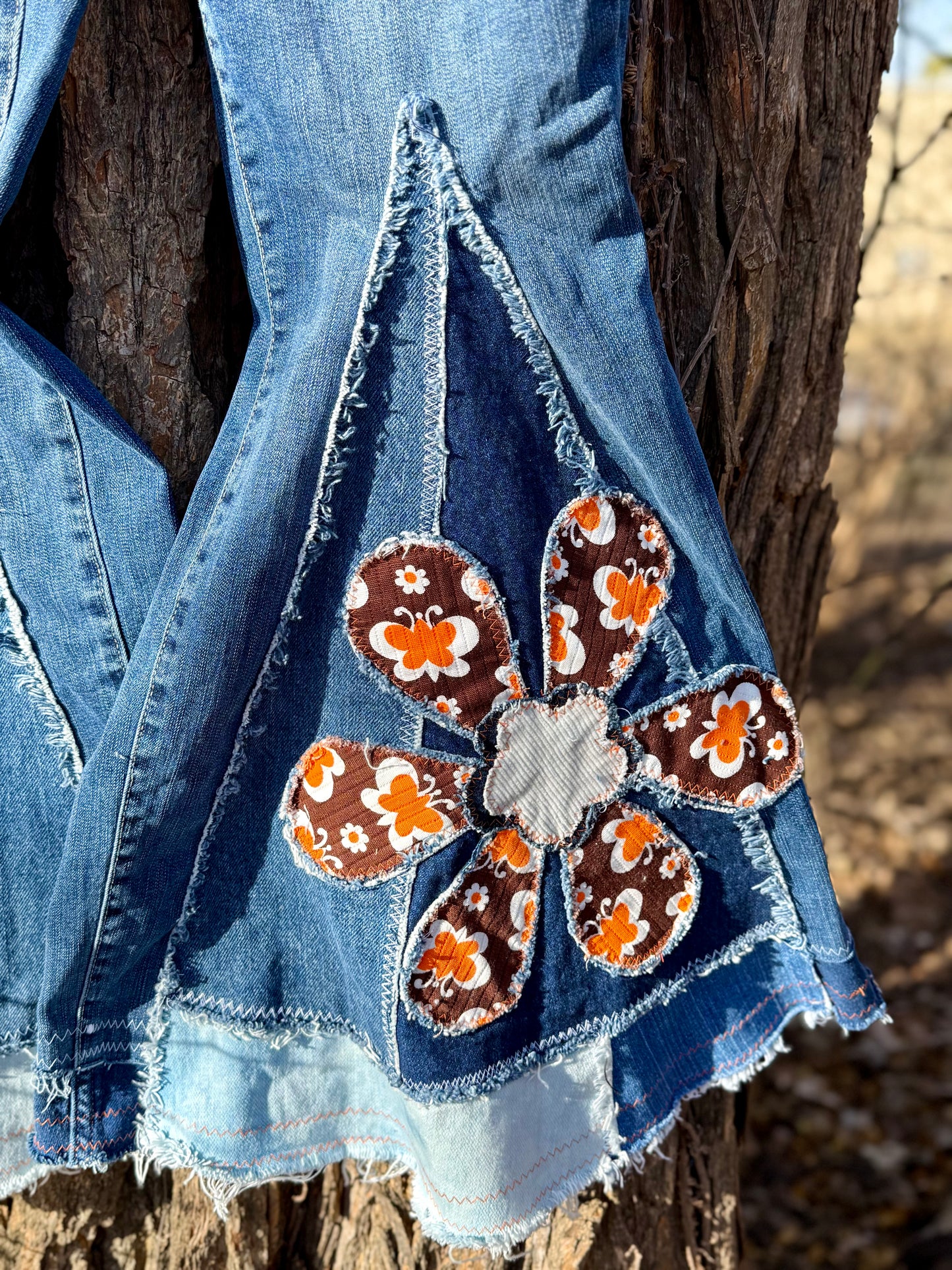 Retro Patchwork Flower Bell Bottoms