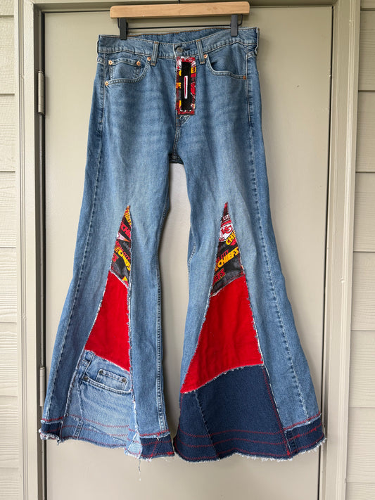 Size 33x31 - Kansas City Chiefs Upcycled Denim
