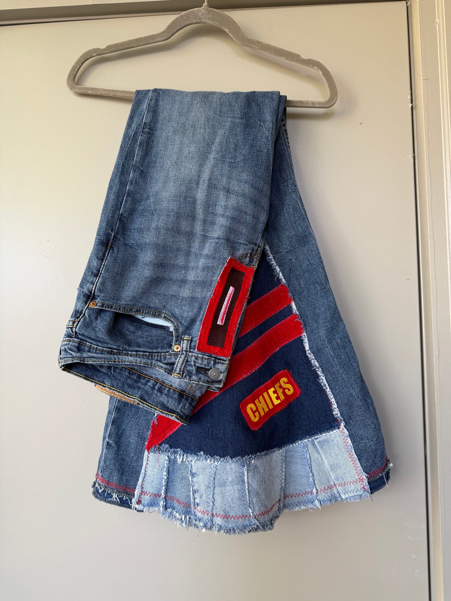 Size 34x34- Kansas City Chiefs Upcycled Denim