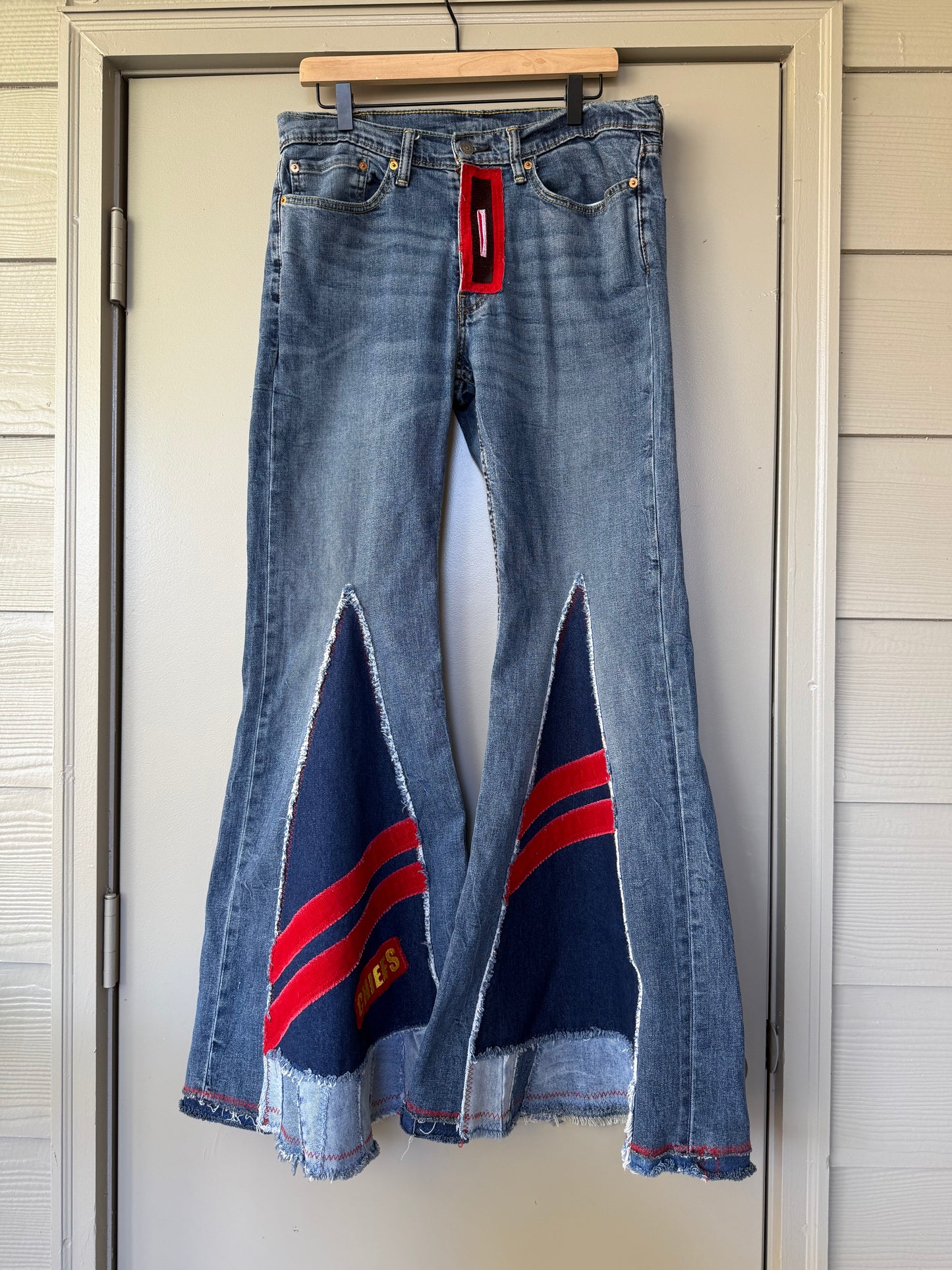 Size 34x34- Kansas City Chiefs Upcycled Denim