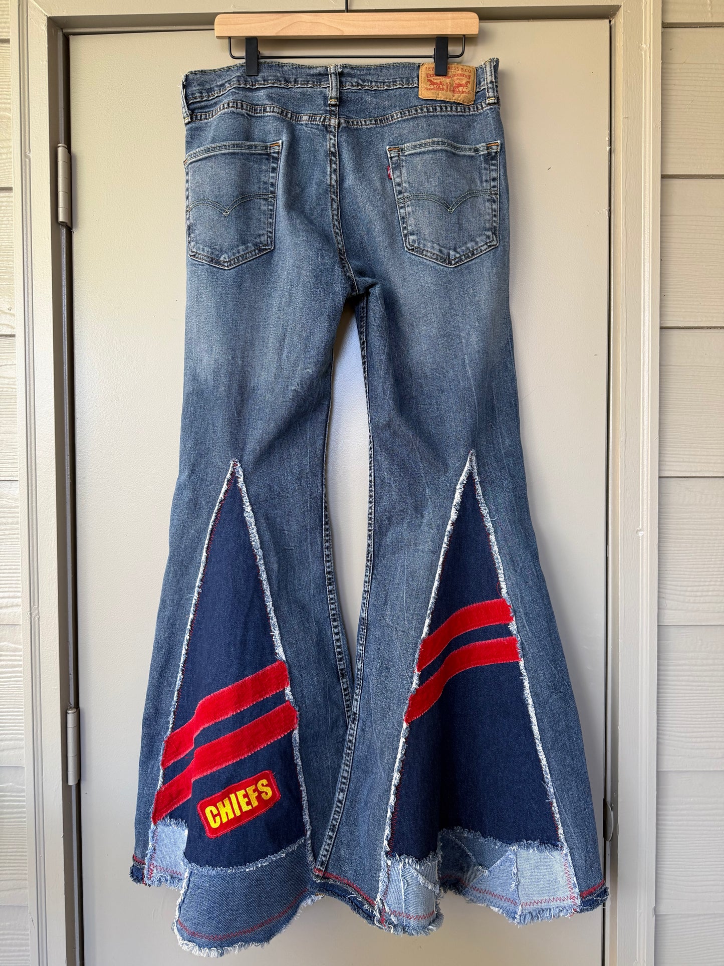Size 34x34- Kansas City Chiefs Upcycled Denim