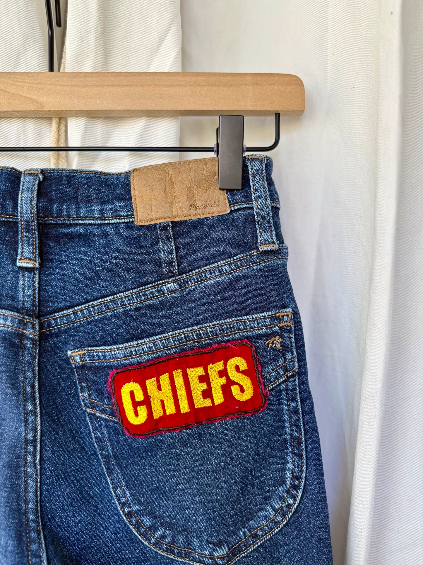 Size 0 - Kansas City Chiefs Upcycled Denim