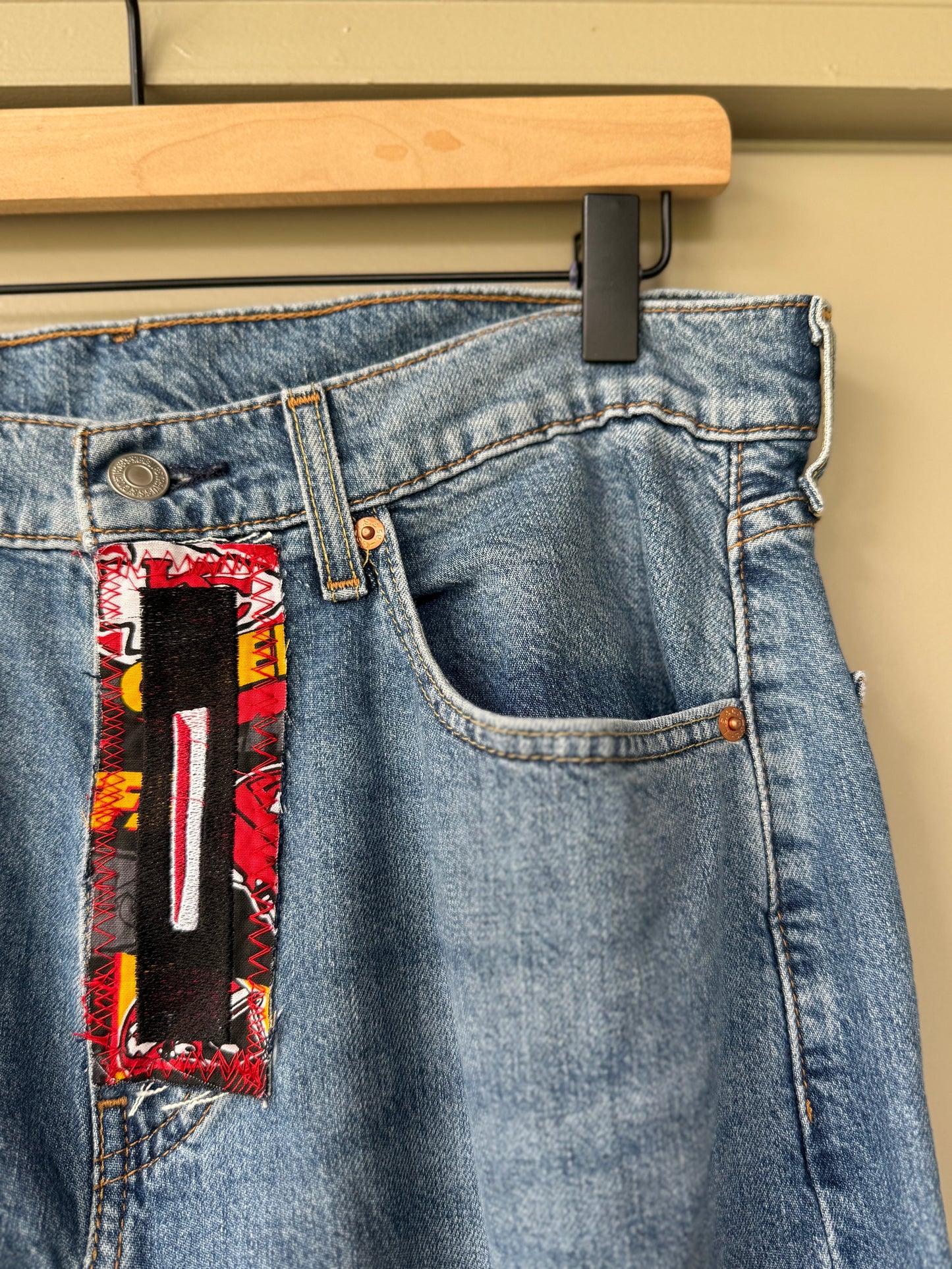 Size 33x31 - Kansas City Chiefs Upcycled Denim
