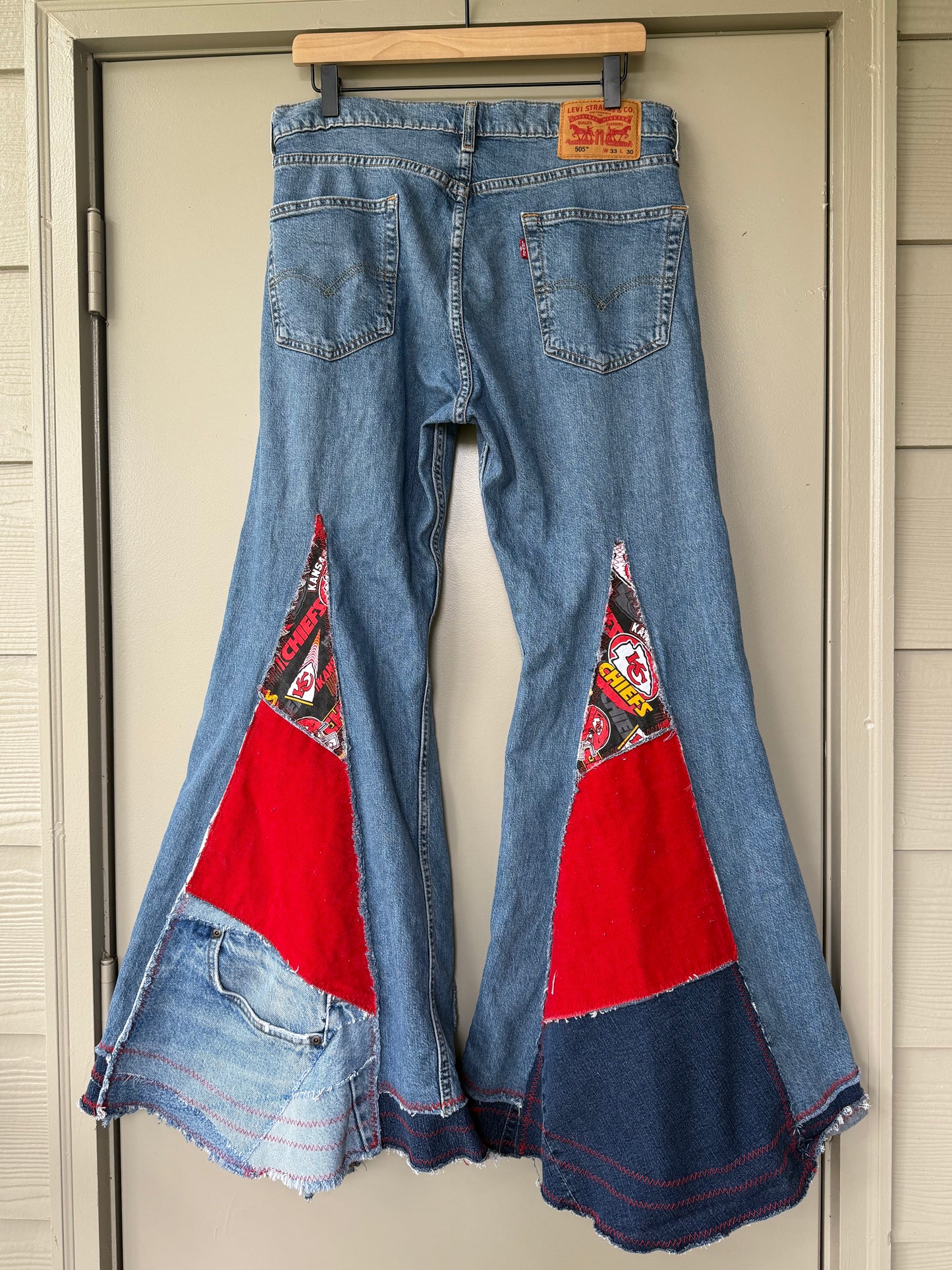 Size 33x31 - Kansas City Chiefs Upcycled Denim