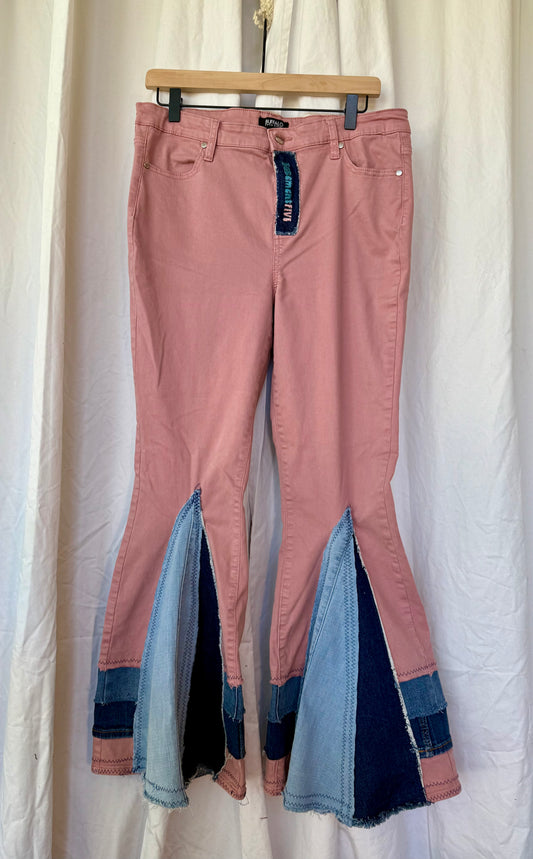 Pink Bell Bottom Jeans (size 12) – Patchwork Denim Flare